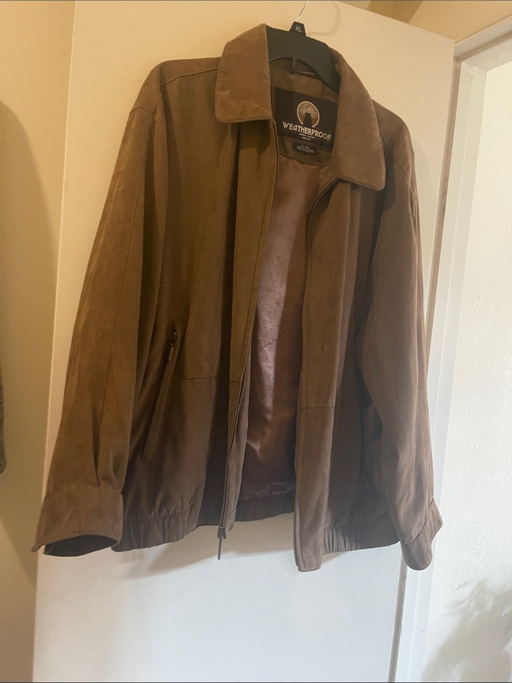 Weatherproof Brown Faux Suede Lightweight Jacket -Size XL